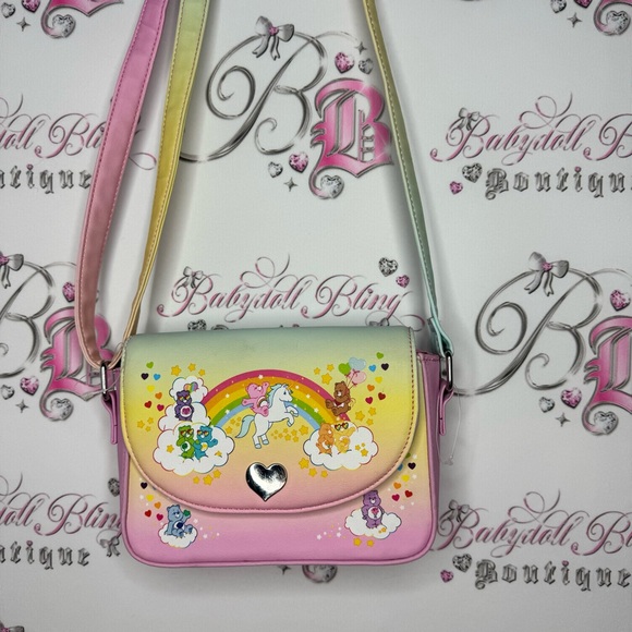 Loungefly Care Bears bag cross body pastel rainbow teddy bears hearts ombrΓ© - Picture 2 of 13